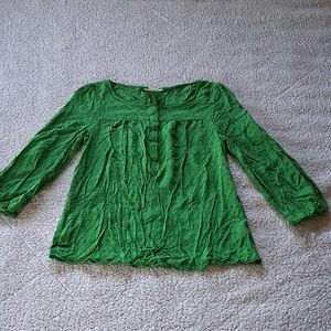 Maeve By Anthropologie Emerald Green Textured Blouse